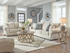 Haisley Ivory Living Room Set from Ashley - Luna Furniture Ivory Living Room, Transitional Aesthetic, Tattoo Modern, Queen Sofa Sleeper, Furnitur Ruang Keluarga, Oversized Chair And Ottoman, Sofa And Loveseat Set, Set Sofa, Beige Sofa