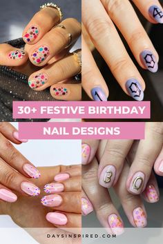 Are you ready to celebrate your special day in style? Look no further, because we’ve got you covered with our handpicked selection of 30+ festive birthday nail designs. From vibrant and playful designs to elegant and sophisticated styles, we’ve curated a collection that caters to every taste and personality. Whether you’re a fan of sparkling glitter, adorable motifs, or timeless classics, these nail designs will make your birthday even more memorable. Gel X Birthday Nail Designs, Birthday Nails Short Design, 40th Birthday Nails Short, Nail Ideas For 30th Birthday, Birthday Themed Nails Art Designs, Birthday Nail Colors, 30th Nails Art Designs, Birthday Nails Elegant, Gel Nail Birthday Designs