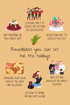 Boundaries you can set for the holidays: say no to overcommitting, limit time with draining people, and prioritize rest. 🌿 Protect your peace while still enjoying the festive season. #HolidayBoundaries #ProtectYourPeace #MentalHealthTips #HolidaySelfCare #winterselfcare #christmas Holiday Boundaries, Draining People, Protect Your Peace, Festive Season, Family Meals, Festival Season, Boundaries, Allergies, Diet