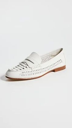 Loeffler Randall Rachel Crochet Raffia Loafers | Shopbop Leather Loafers With Woven Sole And Almond Toe, Chic Loafers With Woven Sole And Round Toe, Leather Loafers With Woven Sole And Flat Heel, Chic Loafers With Woven Sole For Workwear, Flat Leather Loafers With Woven Sole, Leather Loafers With Woven Sole, Woven Leather Loafers, Loeffler Randall Shoes, Natural Branding