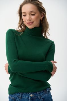 Turtleneck sweater in color green - SOLMAR Fitted Solid Color Turtleneck For Winter, Solid Fitted High Neck Turtleneck, High Stretch Knit Sweater, High Neck Stretch Sweater In Solid Color, High Stretch Sweater For Fall, High Stretch Fall Sweater, High Stretch Solid Color Sweater For Fall, Stretch High Neck Sweater In Solid Color, Stretch High Neck Solid Color Sweater