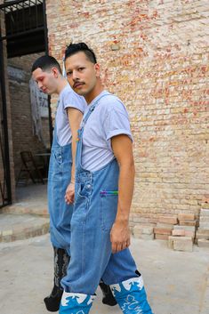 Casual Bib Front Overalls For Streetwear, Retro Cotton Overalls For Streetwear, Casual Fitted Overalls For Streetwear, Fitted Cotton Overalls For Streetwear, Relaxed Fit Medium Wash Overalls For Streetwear, Pride Overalls, Denim Coverall, Pride Parade, Pride Flags