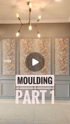 there is a sign that says moulding part 1 in front of some paintings