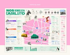 a map with different things on it in pink and green, as well as the words'no vendos en caballito '