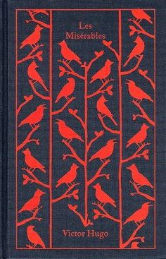 the book cover for les miserables by victoria hugo, with red birds on branches