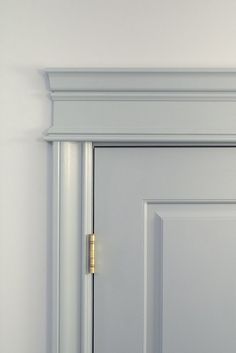 an open door in a room with white walls and trimmings on the doors