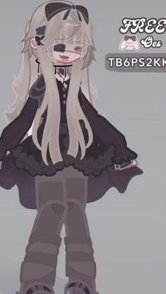 an anime character with long white hair and black clothes, standing in front of a gray background