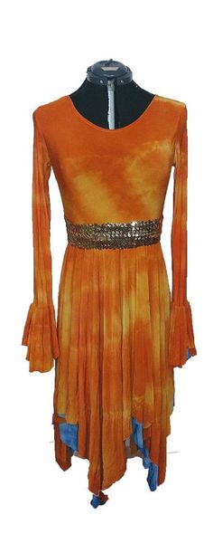 This is the Fire of God dance overlay. It has been carefully made with praise and worship dance in mind! The material is stretchy and has a beautiful flow with a 2 layer hankerchief skirt on the bottom. It is custom dyed with the colors orange, yellow, blue, and teal to represent the Holy Ghost Fire!! It comes with a removeable gold sequin belt. Check out our sizing chart in the photos to ensure you get the fit you want. We start everything we do with prayer at Creative Worshipper Ministries and Fire Dance Costume, Orange Dance Costume, Dance Costumes Orange, Spirit Of Heaviness Garment Of Praise, Dance Overlay, Praise Dance Garments Overlays, Fire Of God, Hankerchief Skirt, Sequin Belt