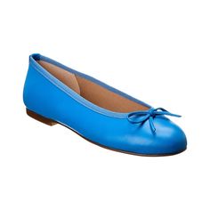 About The Brand: The Ballet Flat And Beyond. Emerald Leather Flat In Sky Blue Leather With Grosgrain Trim And Bow Accent Lightly Padded Leather Insole Smooth Leather Sole Made In Spain Elegant Blue Leather Ballet Flats, Blue Ballet Flats With Rubber Sole, Blue Ballet Flats With Flat Heel, Blue Flats With Removable Insole For Work, Blue Leather Low Heel Flats, Blue Leather Flats For Work, Blue Almond Toe Flats With Leather Sole, Blue Leather Flats For Formal Occasions, Blue Almond Toe Flats With Rubber Sole