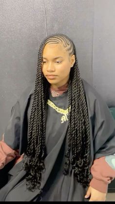 Protective Styles Weave, Cornrow Outfits Black Women, Holiday Hairstyles Braids, Braids With Cornrows On The Side, Funali Braids With Twist, New Braid Styles 2024 For Black Women, Bck 2 School Hairstyles, Twists And Braids Hairstyles, Flat Twist Hairstyles With Extensions