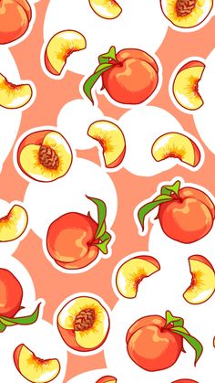 an orange and yellow pattern with peaches on it