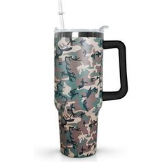 thermos travel mug with handle is camouflage