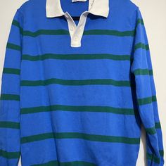 Brand New Never Worn 100%Cotton. Casual Striped Cotton Polo Sweater, Classic Blue Polo Sweater For Fall, Blue Collared Polo Sweater, Blue Fitted Collared Polo Sweater, Zara Striped Long Sleeve Sweater, Classic Blue Collared Sweater, Classic Light Blue Long Sleeve Sweater, Classic Long Sleeve Light Blue Sweater, Casual Striped Zara Sweater