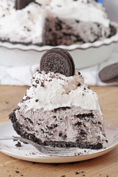 a slice of oreo cookie cake on a plate