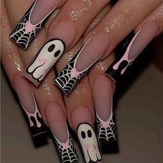 Ballet Nails, Cute Halloween Nails, Easy Nails, Spider Webs