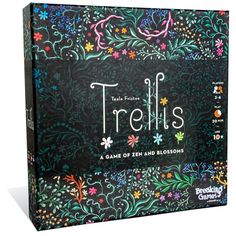 a box with the words, trelliss written on it and flowers painted on it