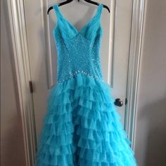 Joviani Light Blue Prom, Formal, Or Pageant Dress. Worn Once. Looks Amazing On Stage. Sequins And Jewels In Top Half. Size 2. Purple Pics, Light Blue Prom, Jovani Dresses, Pageant Dress, Prom Formal, On Stage, Prom Dresses, Size 2, Light Blue