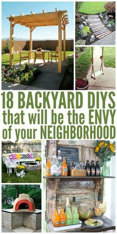 backyard diy ideas that will be the envy of your neighborhood cover - up with photos and text