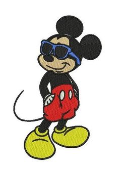 a mickey mouse with sunglasses on it's head