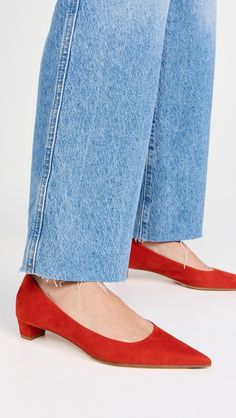 AEYDE Judi Kid Suede Leather Red Pumps | Shopbop Classic Suede Heels, Classic Suede Court Shoes For Work, Classic Slip-on Suede Heels, Formal Suede Lined Almond Toe Court Shoes, Formal Suede Lined Court Shoes With Almond Toe, Formal Court Shoes With Suede Lining And Almond Toe, Formal Almond Toe Court Shoes With Suede Lining, Suede Closed Toe Court Shoes With Contrasting Heel, Classic Suede Closed Toe Heels