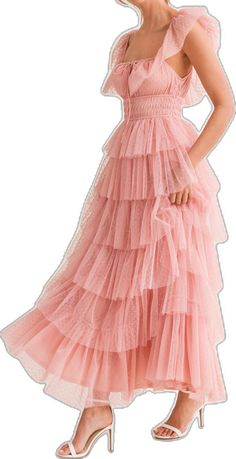 Pink Tiered Ruffle Dress With Layered Hem, Pink Tiered Dress With Layered Hem, Pink Dress With Ruffle Hem And Voluminous Skirt, Pink Fitted Tiered Dress With Ruffled Skirt, Fitted Pink Tiered Dress With Ruffled Skirt, Flowy Tiered Ruffled Skirt Dress, Flowy Tiered Dress With Layered Hem, Spring Ruffle Dress With Tiered Skirt, Spring Tiered Midi Dress