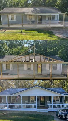 before and after pictures of a house being built