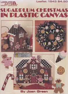 the front cover of a book with pictures of gingerbread houses and other decorations on it