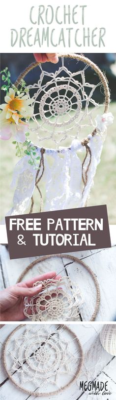 the instructions for how to make a crochet dream catcher with free pattern and video