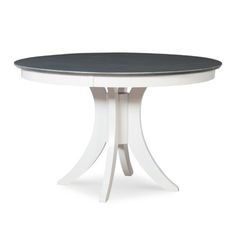 a white table with black top on a white background