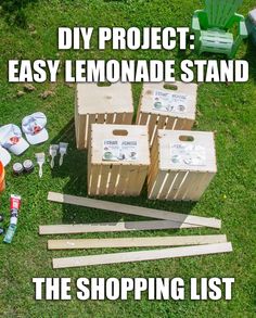 the diy project easy lemonade stand is made from pallets and wood crates