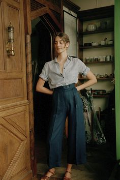 Ines Navy Linen Pants — Caves Collect Japanese Inspired Clothing For Women, Caves Collect, Navy Linen Pants, Linen Pants Outfit, True Autumn, Look Formal, Navy Linen, Limited Run, Autumn 2024