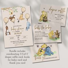 Winnie The Pooh Invitations Baby Shower | Editable | Printable | Ollie + Hank Winnie The Pooh Baby Shower Invitations, Winnie The Pooh Invitation Template, Winnie The Pooh Invitations, Pooh Invitation, Books For Baby, Baby Card, Diaper Raffle, Font Style, Baby Cards