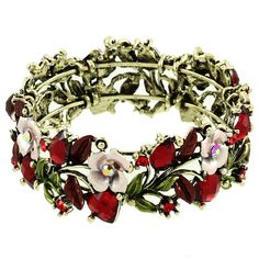 PRICES MAY VARY. Flower Bracelet Bangle Antique Gold / Red Crystal Beads, Rhinestones Crystals and Hand-Painted Bracelet Height Approximate: 1" Well Packed in Jewelry Box Falari Vintage Flower Bracelet Bangle Crystal Beads Hand-Painted / Height: 1" Formal Women, Floral Cuff, Acrylic Gems, Rose Bracelet, Women Flower, Floral Bracelet, Cuff Bangle Bracelet, Trendy Necklaces, Flower Bracelet