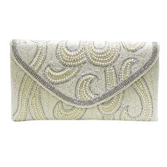 Evening clutch by David Jeffrey Hand beaded by artisans using the highest quality beads, fabric and stones. Ivory beads and clear crystal with chain strap 9.5" x 5" This item is NEW If you have any questions please don't hesitate to ask dd04/br16 Elegant Pearl White Beaded Clutch, Pearl White Beaded Clutch For Evening, White Rhinestone Evening Bag For Events, Pearl White Beaded Evening Bag For Party, White Rhinestone Clutch For Party, Embellished Cream Rectangular Clutch, Cream Embellished Rectangular Clutch, Embellished Beige Evening Bag For Events, Traditional White Embellished Clutch