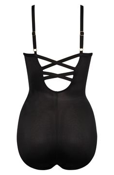 This artfully ruched, strappy-back swimsuit comfortably shapes with Miratex fabric to make you look 10 pounds lighter in 10 seconds! Style Name:Miraclesuit Captivate Rock Solid Strappy One-Piece Swimsuit. Style Number: 6173289. Black Bodysuit With Adjustable Spaghetti Straps, Black Adjustable Straps Backless Bodysuit, Black Backless Bodysuit With Adjustable Straps, Black Cross Back Bodysuit With Built-in Bra, Black One-piece Bodysuit With Straps, Elegant Black Bodysuit With Adjustable Straps, Black Spaghetti Straps Swimwear, Fitted Straps Bodysuit Shapewear, Fitted Straps Shapewear Bodysuit