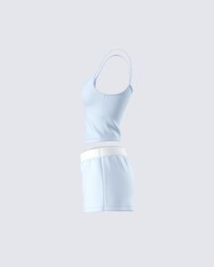 A little downtime is needed sometimes 💅 Look your best even on your casual days in this two-piece set featuring a blue cami tank top and a pair of blue boy shorts 💙 Sporty Blue Short Top, Casual Summer Camisole Set, Blue Cami Tank Top For Loungewear, Blue Athleisure Sets For Summer, Blue Sporty Pajama Shorts For Loungewear, Casual Short Camisole For Loungewear, Sporty Blue Summer Pajama Shorts, Casual Blue Camisole For Loungewear, Blue Workout Top