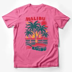 Malibu Beach Sunset Palm Trees Graphic T-Shirt, Vintage Summer Surf Tee, Unisex Male T-Shirt Custom graphic T-Shirt.Customize your color Surfer Outfit, Sunset Palm Trees, Malibu Beach, Urban Chic Fashion, Surf Tee, Beach Tee, Summer Surf, Malibu Beaches, Retro Graphic Tees