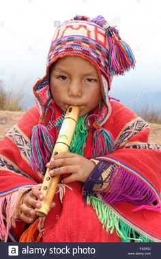 Download this stock image: Peruvian Boy In Traditional Dress Playing A Wooden Flute - FA5X5J from Alamy's library of millions of high resolution stock photos, illustrations and vectors. Wooden Flute, Heart Projects, Traditional Dress, People Photography, Traditional Clothing