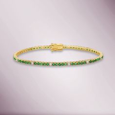 Alternate Diamonds & Emerald Tennis Bracelet ( 3.80 ct.) 4-Prongs Setting in 14K Gold Emerald Tennis Bracelet, Diamond Tennis Bracelet, White Gold Bracelet, Rose Gold Bracelet, Yellow Gold Bracelet, Tennis Bracelet Diamond, Sparkle Diamonds, Tennis Bracelet, Jewelry Lover