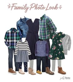 a group of children's clothing with the words family photo look