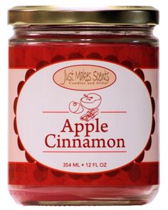 a jar of apple cinnamon jam on a white background