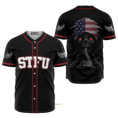 This custom Baseball Jersey shirt is a great gift idea, as well as a loose and comfy outfit that will keep you cool during the hot summer months. Coming up with a surprise for your loved ones is up to you. Surprise your friends, family, or teammates with a gift they'll never forget. Order now and step up your game with our custom baseball jerseys! Features: Material: Spandex and Polyester. Available in sizes S-6XL unisex full Button Down Closures. Laundry guide: Hand wash gently with warm water Customizable Black Fan Apparel Tops, Black Sublimation T-shirt For Fan Merchandise, Customizable Streetwear Tops For Baseball Season, Black Cotton Sublimation Design With Team Name, Black Band Merch Top With Team Name, Black Tops With Team Name Relaxed Fit, Black Cotton T-shirt For Sports Fans, Black Relaxed Fit Top With Team Name, Customizable Black T-shirt With Team Spirit Style