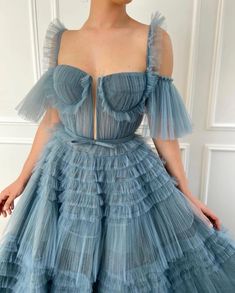 Ethereal Ruffled Gown | Teuta Matoshi Prom Dresses Long Blue, Ruffles Bridesmaid Dresses, Teuta Matoshi, Ruffled Gown, Graduation Party Dresses, Ball Gowns Princess, Sweetheart Prom Dress, Couture Dress, Prom Dresses Blue