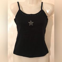 Rhinestone Tank Top Y2k, Bedazzled Tank Top Y2k, Scene Tank Top, Rhinestone Clothes Diy, Vintage Tops 90s, Bedazzled Clothes, Y2k Rhinestone Top, Rhinestone Tshirt Designs, Tank Tops Design