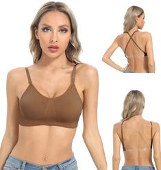 PRICES MAY VARY. Convertible and versatile: OBICUM backless clear bra comes with detachable straps that can be converted into multiple wearing ways, such as strapless, halter neck, and sheer straps, giving you more choices for different occasions. Sheer and stylish: This clear back bra features a sheer back design that adds a touch of elegance to your outfit. It comes with 1 bra, 2 back straps, and 2 sheer straps, making it perfect for weddings, parties, and vacations. Comfortable and supportive Textile Technology, Low Back Bra, Dance Bras, Clear Bra, Clear Back, Backless Bra, Everyday Bra, Back Design, Low Back