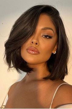 Medium Length Hairstyles For Women Over 40, hairstyles, women over 40 hair, medium length hair, Soft Layered long bob, 90s blowout, Sleek Bob with Side Part Bobs Haircuts Round Face, Layers Bob Medium, Mid Length Hairstyles Black Women, Short Hair Styles Side Part, Old Hollywood Hair Short, Short Hair Classy, Side Part Hairstyles Medium, Dark Brown Bob Haircut, Long Bob Side Part