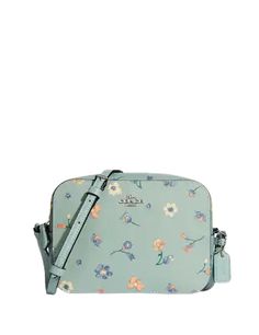 Printed coated canvas and smooth leatherTwo credit card slotsInside multifunction pocketZip closure, fabric liningOutside open pocketAdjustable strap with 23" drop for shoulder or crossbody wear7 1/4" (L) x 5 1/4" (H) x 2" (H)Style No. C8699Color: Light Teal Multi Crochet Coffee Cozy, Baby Bag Backpack, Floral Purse, Girly Bags, Fancy Bags, Mini Camera, Crossbody Tote Bag, Cute Backpacks, Pretty Bags