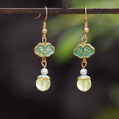 Special Gift For Girlfriend, Cloisonne Earrings, Ear Party, Chalcedony Earrings, Mens Accessories Jewelry, Gift For Girlfriend, Accessories Jewelry Earrings, Shell Beads, Ethnic Jewelry