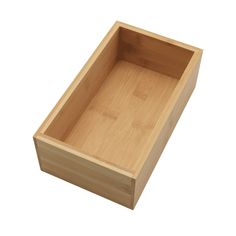 an empty wooden box on a white background