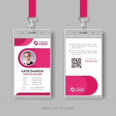 two id cards with lanyards attached to the front and back of each card